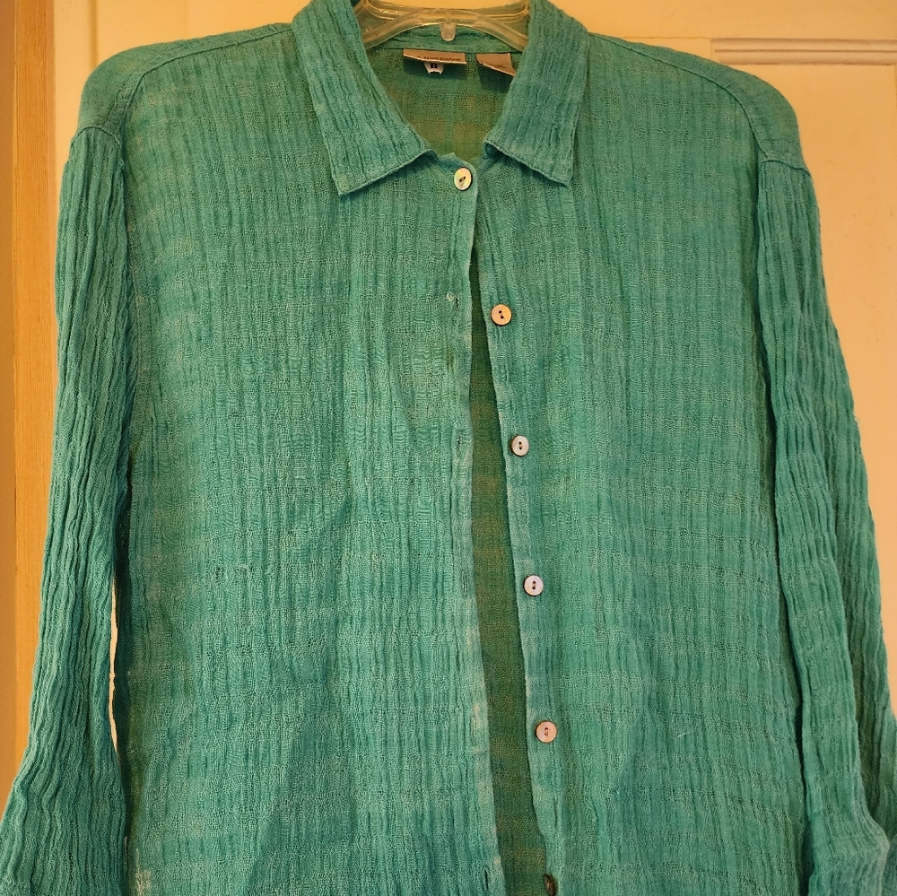 Chico's Size 1/Small Aqua Blue Blouse